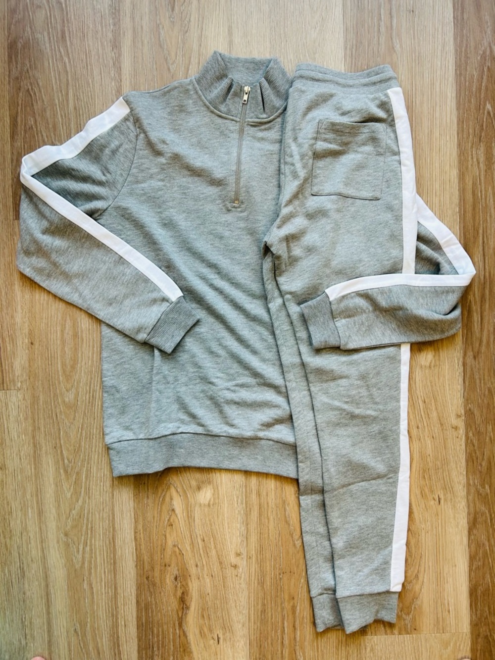 ASOS Gray and White Stripe Athleisure Set